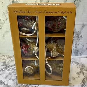 Vintage Gingerbread Men String Lights Sparkling Spun Acrylic Light Set Brand New - Picture 1 of 6