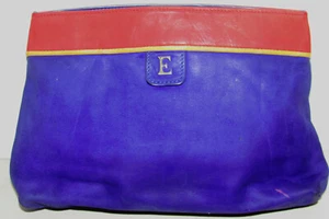Escada blue red clutch leather purse made in France and Italy 11 x 7 x 2 1/2  - Picture 1 of 9