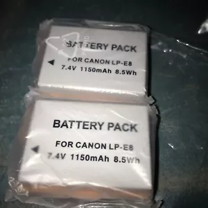 2x Replacement Canon LP-E8 Battery EOS 700D 550D,600D,650D,X4, X5,T2i,T4 - Picture 1 of 4