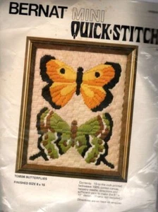 VINTAGE NOS 1978 BERNAT MINI SCHNELLSTICH SCHMETTERLINGE KIT FERTIG GRÖSSE 8"X 10" - Bild 1 von 2