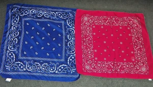 Lote de 2 pañuelos pañuelos de cachemira azul y rojo sin marca - Imagen 1 de 4