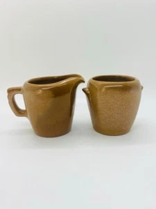 Vintage Frankoma Pottery Cream & Sugar - Plainsman Cinnamon Brown - 021324 - Picture 1 of 7
