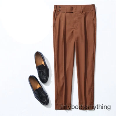 Men's British Style Pencil Suit Trousers Harem Pants Summer Casual Ninth Pants - Image 1 of 4