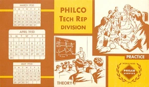 Philco Tech Rep Division Ink Blotter 1950 Calendar Advertising Ephemera - Picture 1 of 1