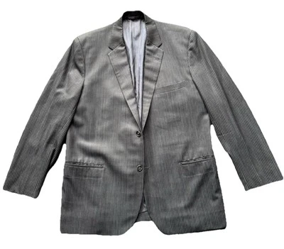 Peter Tailors Custom Made 3 Button Striped Suit Wool B Grey Size 20x30 Read Disc - Image 1 of 4