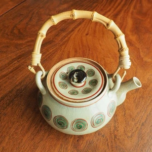 Tetera Kutani japonesa años 40 - Estilo Kyusu - Cerámica antigua para té verde - Imagen 1 de 19