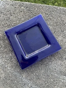 BIA Square Appetizer Glass Plate Cobalt Blue 7 1/4" E-2 - Picture 1 of 2