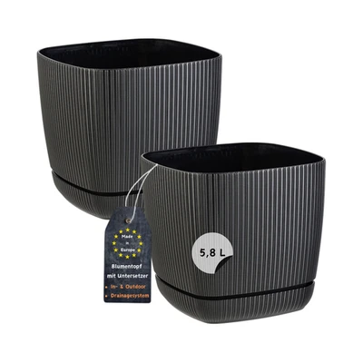 Gariella 2 x Blumentopf Drainagesystem Kübel Topf Kunststoff 21 cm Schwarz - Bild 1 von 4