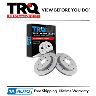 TRQ Rear Performance Drilled & Slotted G-Coated Rotor Pair for G8 Camaro - Image 1 of 4