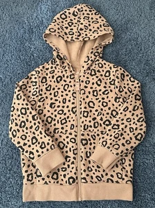 Felpa con cappuccio Cat & Jack bambina 3T marrone stampa leopardata zip intera 2 tasche Guatemala - Foto 1 di 4