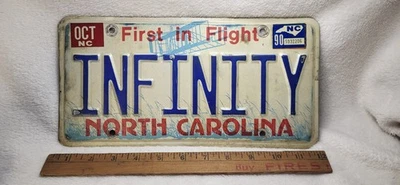 1 Винтажный 2002 North Carolina тщеславия номерной знак "INFINITY" чистый  - Изображение 1 из 3