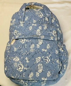 Cynthia Rowley Quilted Backpack Blue White Floral 13 X 17 X 6 NWT - Picture 1 of 3