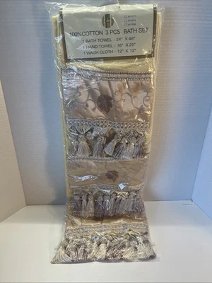 Juego de baño bordado de tres piezas 100 % algodón ¡¡Nuevo en paquete!!! Foto 1 de 4