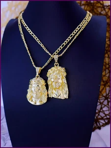 6 Größen Hip Hop Punk Stil Gott Jesus Kopf Deluxe vergoldet Anhänger Halsband - Bild 1 von 30