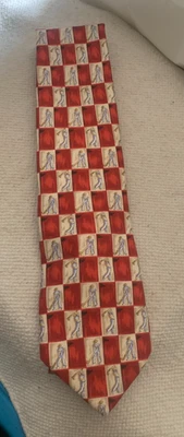 Corbata Land's End Silk - Golfista - Cuadros Rojo/Beige Foto 1 de 2