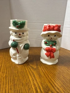 Vintage Paar Mr Mrs Snowlight Weihnachten Schneemann Avon Bayberry Duftkerze - Bild 1 von 5