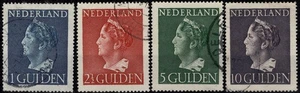 1946 / 1947 HOLLAND KÖNIGIN WILHELMINA GROSSFORMAT 4 V. GEBRAUCHT MF50461 - Bild 1 von 2