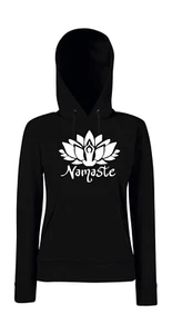 Namaste Meditation Lotus Blume Wasser Lilie Yoga Pose l Girlie Kapuzenpullover - Bild 1 von 5