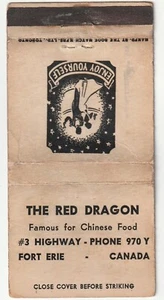 MATCHBOOK COVER - RED DRAGON - FORT ERIE ONTARIO CANADA - CHINESE RESTAURANT - Picture 1 of 3