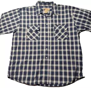 VTG BIG MAC WORKWEAR Blue Plaid Short Sleeve Button Shirt - Men Oversized XL - Picture 1 of 14