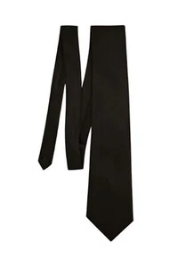 Black Full Length Men's Funeral TIe Satin Self Tie Smart Dress Door Man Bouncer - Picture 1 of 1