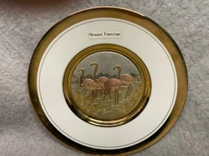 VINTAGE DYNASTY GALLERY PLATE "GREATER FLAMINGO" THE ART OF CHOKIN 24k GOLD TRIM - Picture 1 of 5
