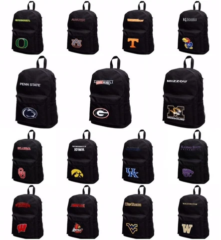 NCAA Full Size Licensed Student School Black Sprint Backpack - Various Teams New Cover