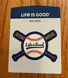Life is Good Sticker/Small Decal Baseball/Bats 2” x 3 1/4”. White/Red/Blue/Brown - Picture 1 of 6