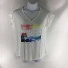 Style & Co. Women's Graphic T-Shirt  V-Neck (L, Scenic Lines) Large Off White
