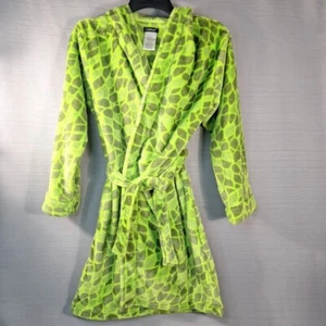 Cuddl Duds Bright Green Lizard Scale Pattern Mask Hooded Bathrobe Size L 12/14 - Picture 1 of 11