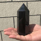 290G Natural Obsidian Obelisk Quartz Crystal Point Wand Tower Healing
