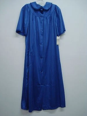 USA Made Nancy King Lingerie Tea Length Robe Size Small Royal #786Q - Image 1 of 3
