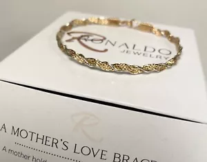 Ronaldo Jewelry A MOTHER'S LOVE 14k Gold/Silver Bangle Bracelet ~7.5" New in Box - Picture 1 of 5