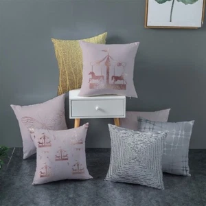 18'' Nude Pink Grey Gold Polyester Cushion Cover Pillow Case Home Sofa Decor UK - Picture 1 of 29