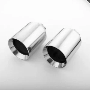 2PCS 2.25" Inlet Exhaust Tips 4.5" Out 6.75" Long Stainless Steel Straight Cut - Picture 1 of 7