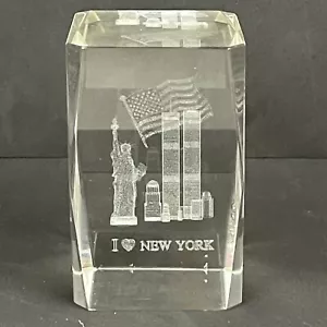 Pisapapeles I Love New York Twin Towers Estatua de la Libertad 3D cristal vidrio 9/11 - Imagen 1 de 8