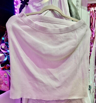 Suéter acanalado blanco para mujer Minifalda corte de lana Joan Vass cintura 30" Foto 1 de 3