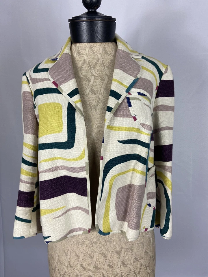 MARNI Size 6 Open Closure Colorful Summer Linen Jacket  - Image 1 of 4