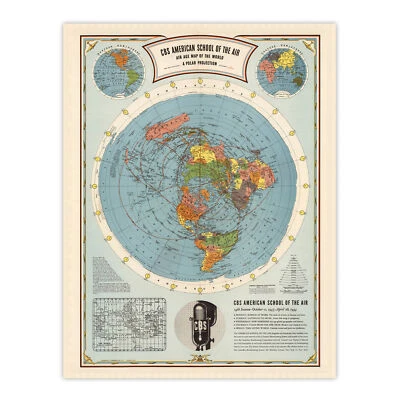 ARTERY8 American School Of The Air World Map Radio Vintage Advert Wall Art Poster Print