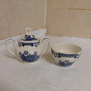 Royal Tudor Mandarin Blue & White Sugar Bowl lidded and 1 x unlidded - Picture 1 of 9