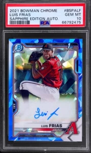 Luis Frias 2021 Bowman Chrome Sapphire Edition 1st Bowman Auto #BSPA-LF PSA10 - Picture 1 of 2