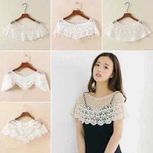 Lace Lace Shawl Pure Color Blouse Shoulders Scarf Spring Autumn - Picture 1 of 20