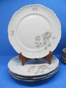 Mitterteich Bavaria Germany Mystic Rose Dinner Plate Platinum Trim Bundle of 4 - Picture 1 of 7