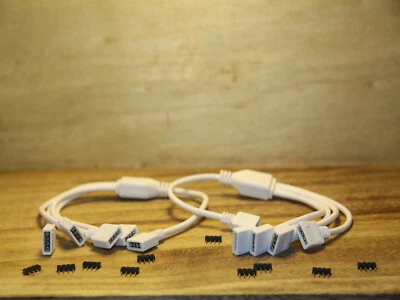 ✔️ TWO PACK - 1 to 4 RGB 4 PIN SPLITTER LED CONNECTOR CABLE WHITE - UK SELLER - Image 1 of 3
