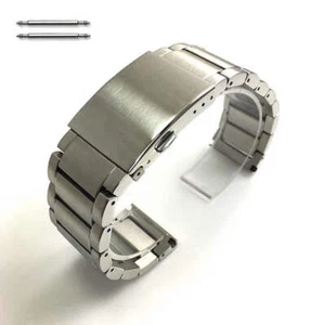 Solid Hi Quality Steel Brushed Bracelet Silver Metal Replacement Watch Band #511 - Picture 1 of 35