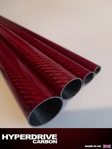 Carbon Fibre Tube 500mm Length Different Diameters Gloss Twill Red UK Supplier - Picture 1 of 3