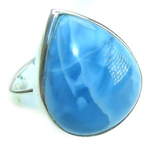 Blauer Opal 925 Sterling Silber Ring Birnenschliff Größe: 7 Handarbeit Edelstein - Bild 1 von 4