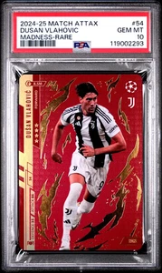 2024 TOPPS MATCH ATTAX MADNESS- RARE #54 DUSAN VLAHOVIC - PSA 10 GEM MT - POP 1! - Picture 1 of 2