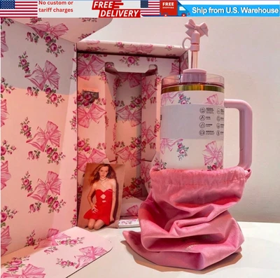 Stanley X Love Shack Fancy Quencher 40 oz Tumbler Cup Butterfly Gift Box Pink US