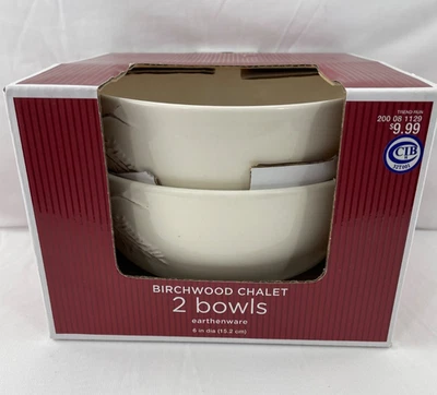 Target Birchwood Chalet Pinecone Set of 2 Cereal / Soup Bowls 6” NEW IN BOX